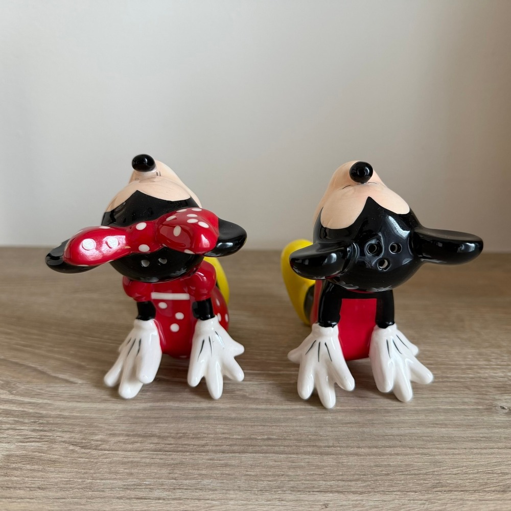 Disney‎ Mickey Minnie Mouse Salt Pepper Shakers Jerry Leigh Ceramic Set 4.5"